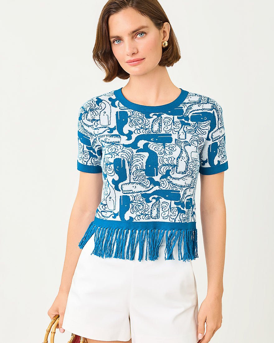 Lilly Pulitzer - Kendra Sweater - Nassau Blue Thar She Blows