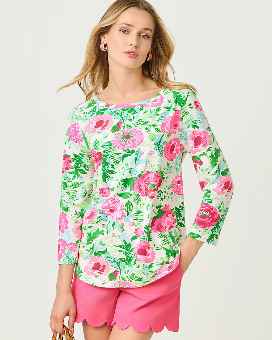 Lilly Pulitzer - Key West Three Quarter Sleeve Top - Multi Poppy Party