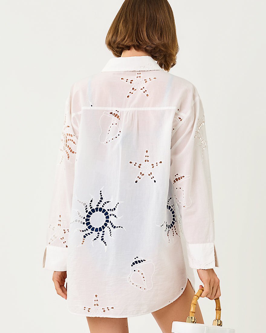 Lilly Pulitzer - Kwitney Long Sleeve Cover Up - Resort White Down The Shore Eyelet