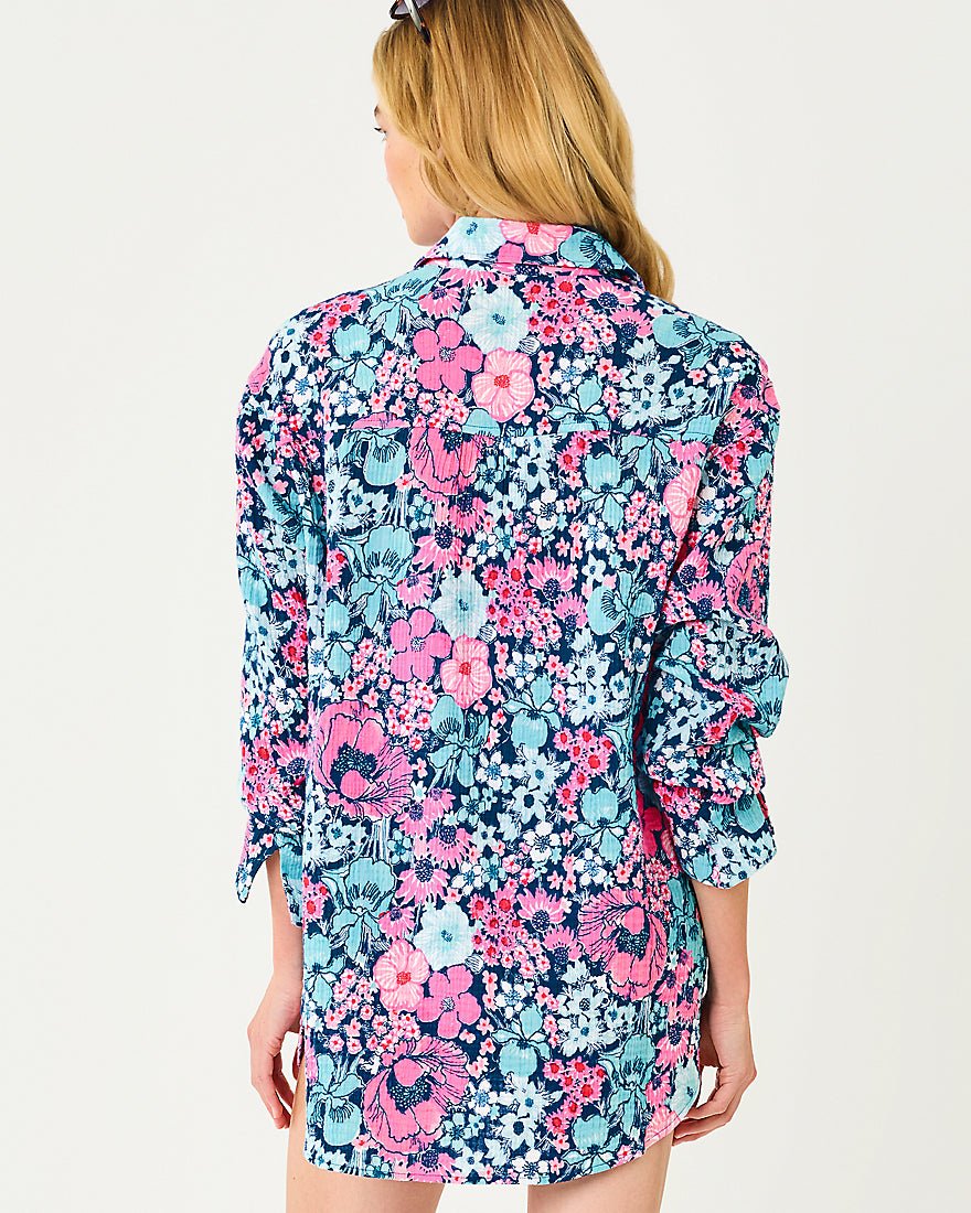 Lilly Pulitzer - Kwitney Long Sleeve Cover Up - Starlight Navy In All Her Glory