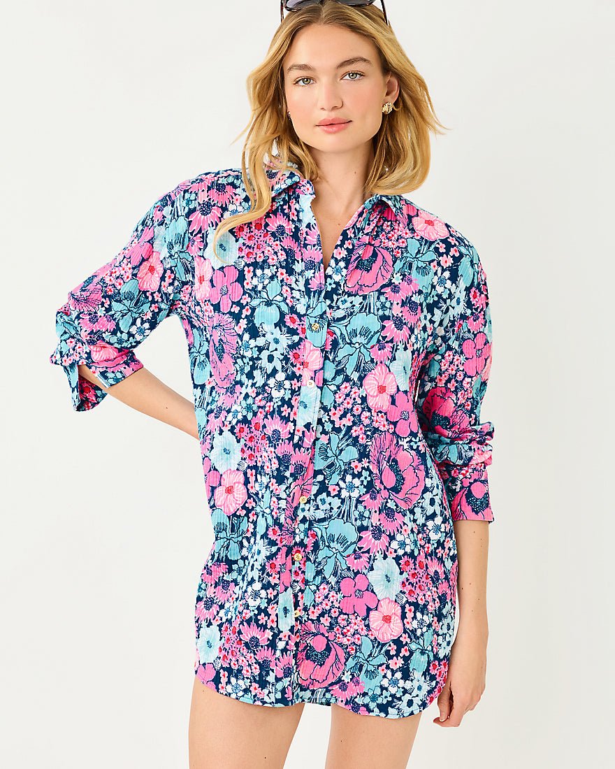 Lilly Pulitzer - Kwitney Long Sleeve Cover Up - Starlight Navy In All Her Glory