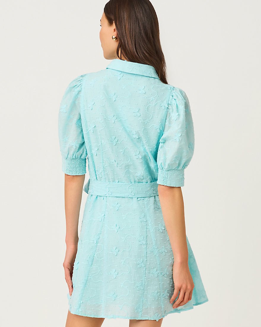 Lilly Pulitzer - Larkyn Shirtdress - Day Dream Blue Monarch Embroidered Cotton Swiss Dot