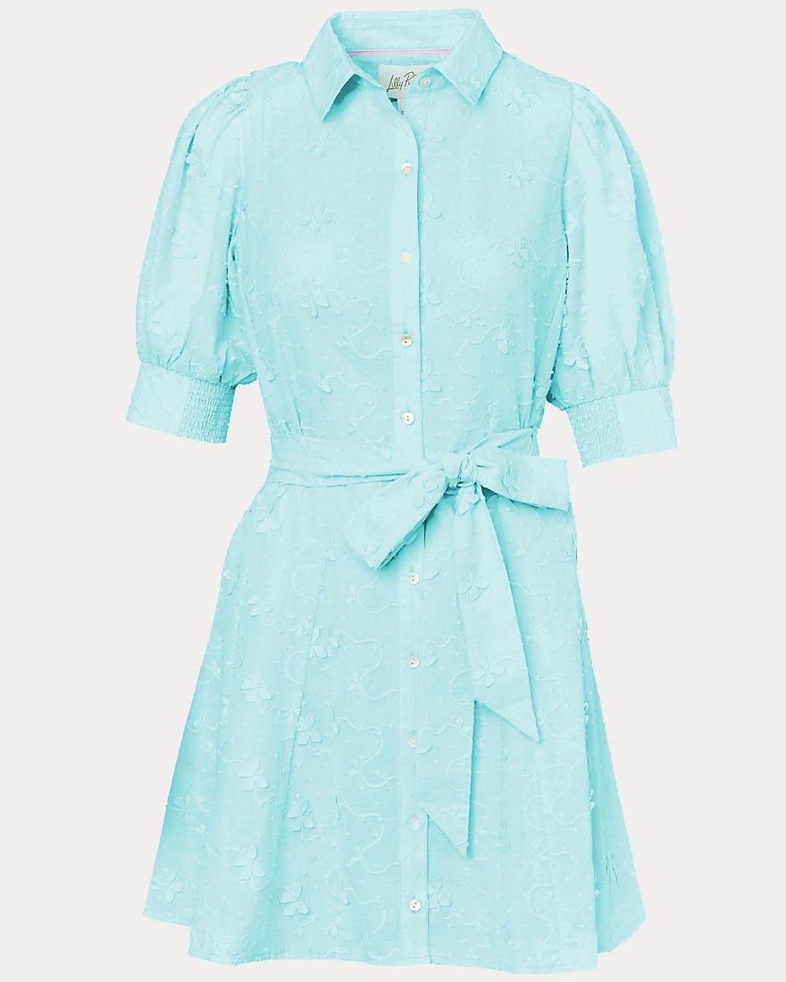 Lilly Pulitzer - Larkyn Shirtdress - Day Dream Blue Monarch Embroidered Cotton Swiss Dot