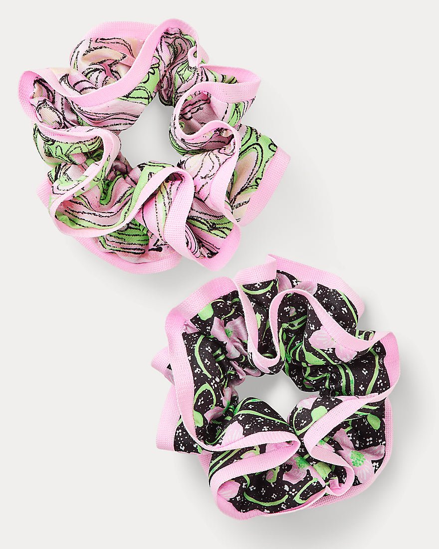Lilly Pulitzer - Layered Ruffle Scrunchie Set - Onyx Blushing Blooms