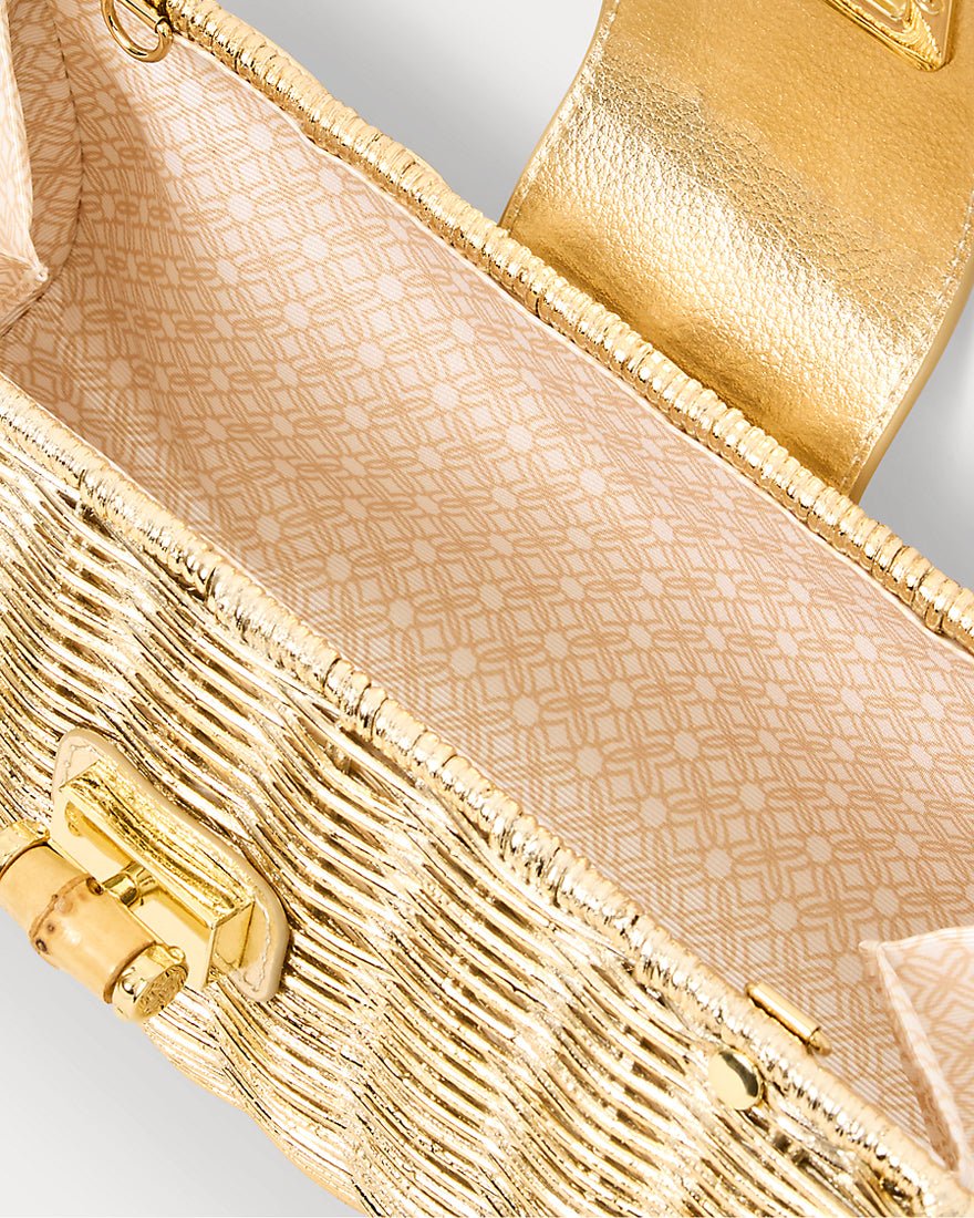 Lilly Pulitzer - Leena Wicker Clutch - Gold Metallic