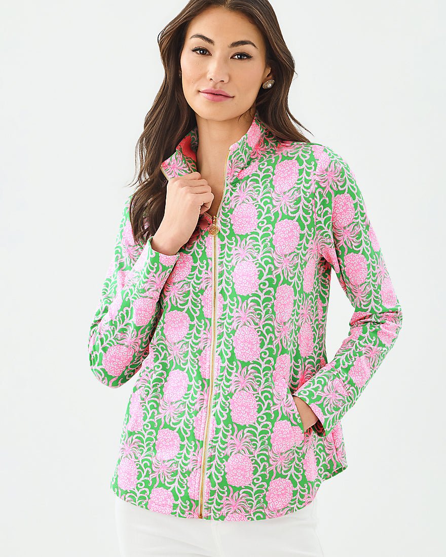 Lilly Pulitzer - Leona Upf 50 Plus Zip Up - Fauna Green Party Like A Pineapple