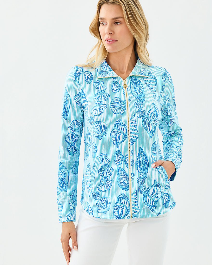 Lilly Pulitzer - Leona Upf 50 Plus Zip Up - Fresh Water Blue Cool As Shell