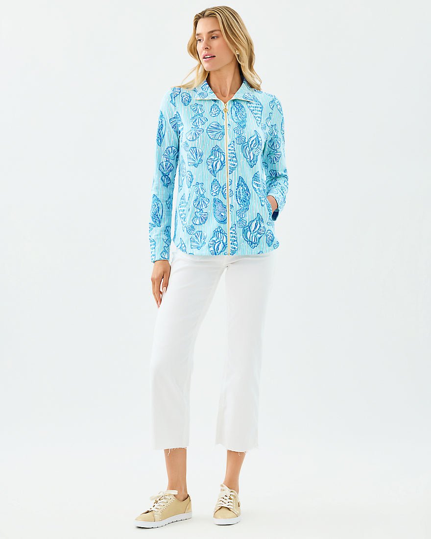 Lilly Pulitzer - Leona Upf 50 Plus Zip Up - Fresh Water Blue Cool As Shell