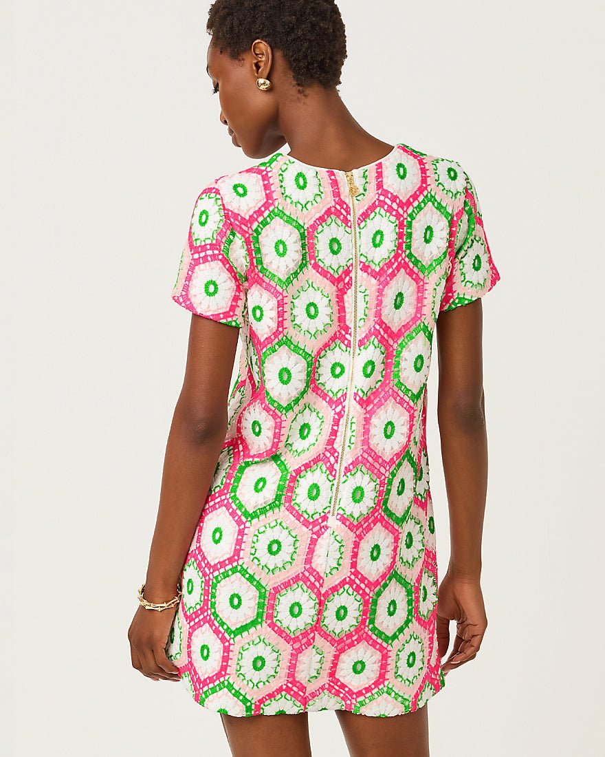 Lilly Pulitzer - Leyla Shift Dress - Cherry Blossom Pink Daisy Hex Crochet