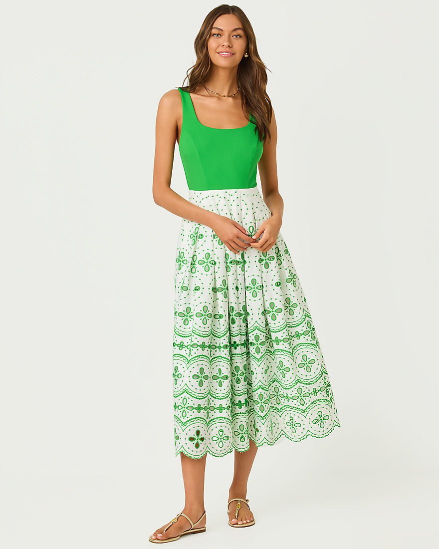 Lilly Pulitzer - Lissette Midi Dress - Putting Green Spring Showers Eyelet
