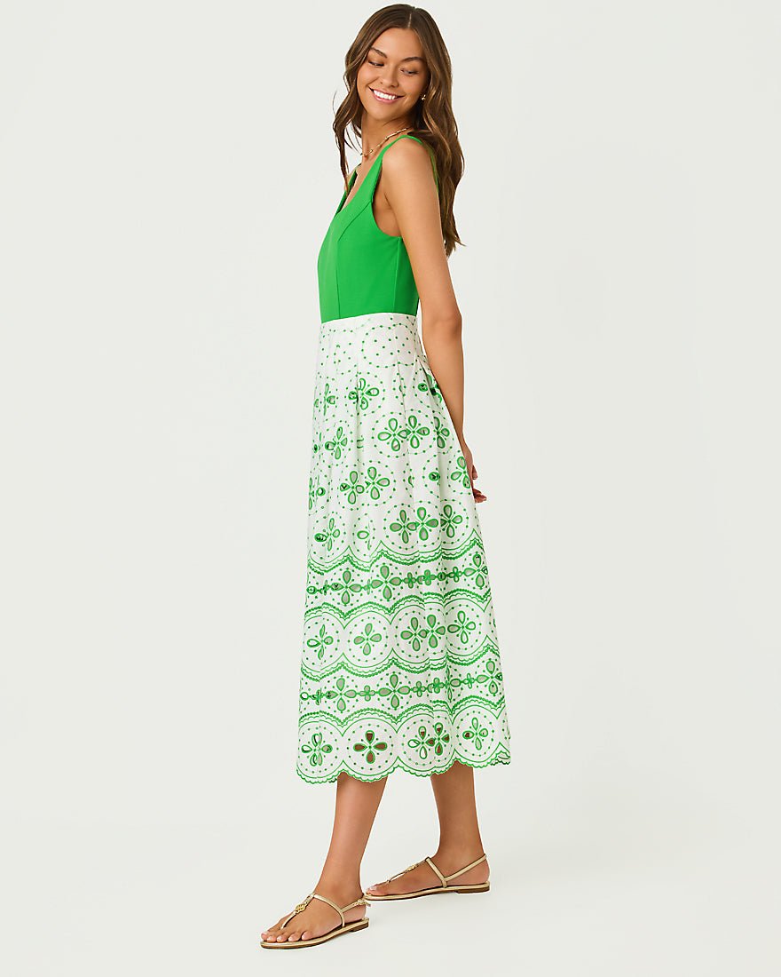 Lilly Pulitzer - Lissette Midi Dress - Putting Green Spring Showers Eyelet