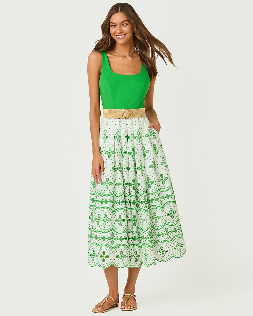 Lilly Pulitzer - Lissette Midi Dress - Putting Green Spring Showers Eyelet
