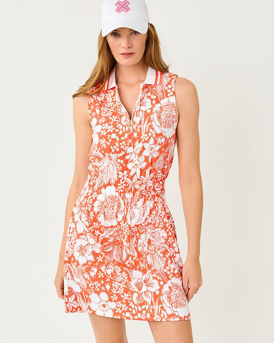 Lilly Pulitzer - Love Active Sleeveless Dress Upf 50 Plus - Sunset Orange Budding Romance