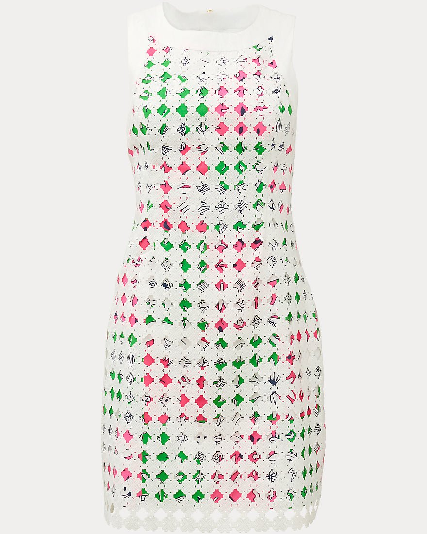 Lilly Pulitzer - Lydon Lace Shift Dress - Cherry Blossom Pink Chicken Check