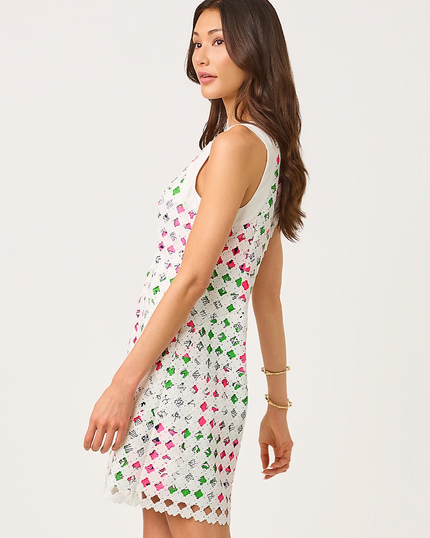 Lilly Pulitzer - Lydon Lace Shift Dress - Cherry Blossom Pink Chicken Check