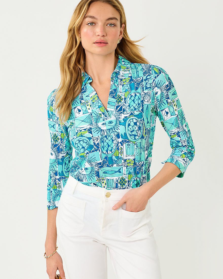 Lilly Pulitzer - Mandi Three Quarter Sleeve Tunic Top Upf 50 Plus - Mint Condition Harlillyquin