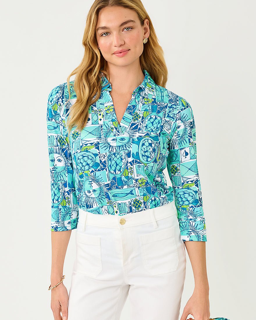 Lilly Pulitzer - Mandi Three Quarter Sleeve Tunic Top Upf 50 Plus - Mint Condition Harlillyquin