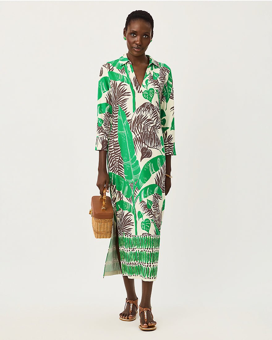 Lilly Pulitzer - Mandi Upf 50 Plus Midi Dress - Vanilla Spice Hide And Leaf