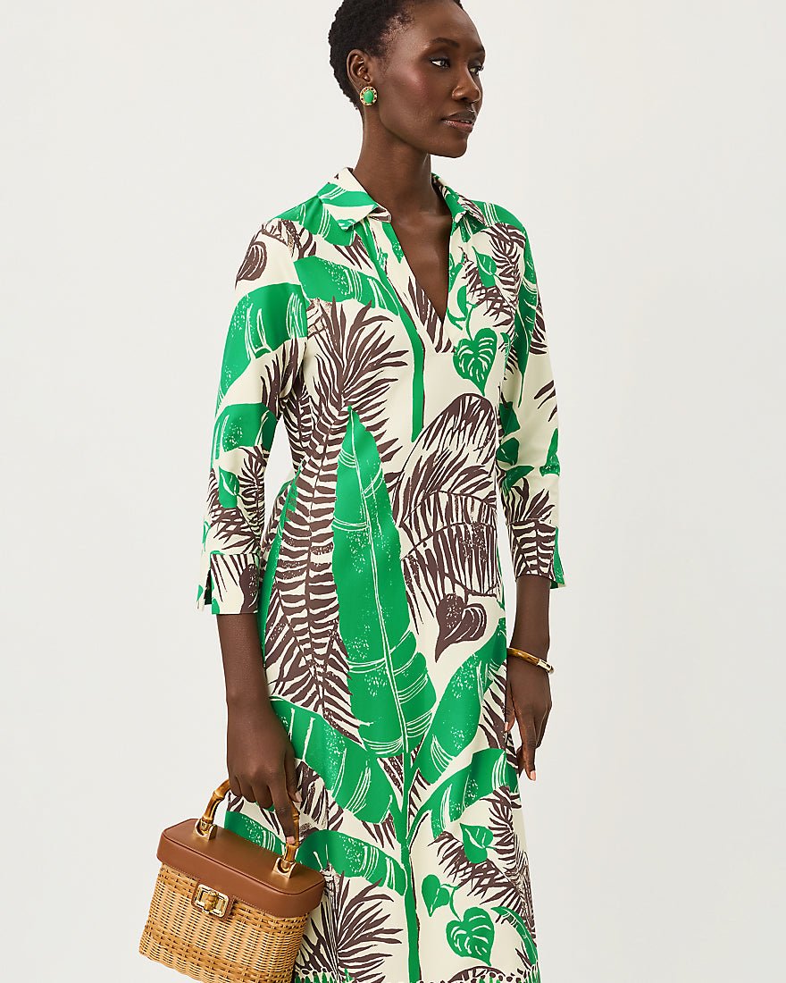 Lilly Pulitzer - Mandi Upf 50 Plus Midi Dress - Vanilla Spice Hide And Leaf