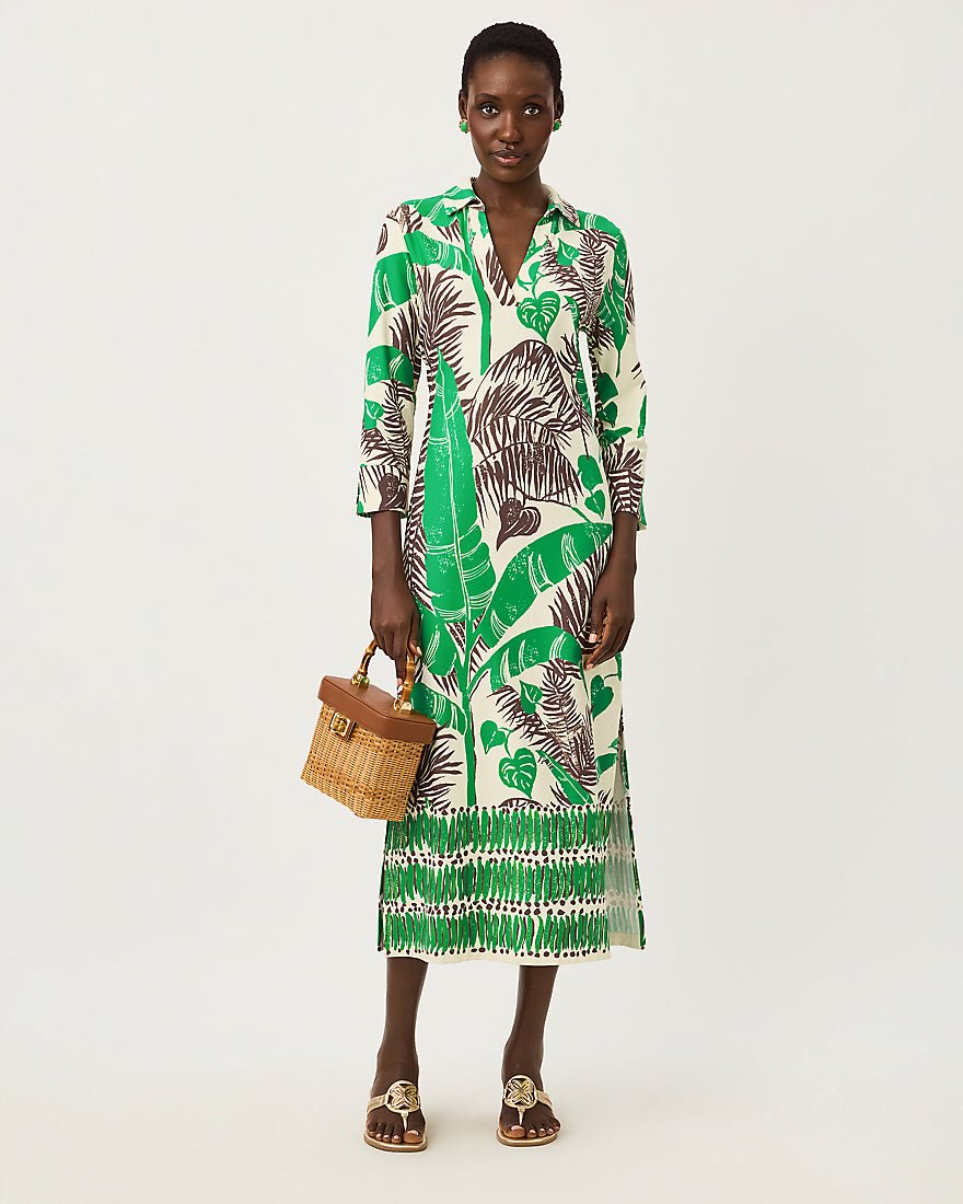 Lilly Pulitzer - Mandi Upf 50 Plus Midi Dress - Vanilla Spice Hide And Leaf