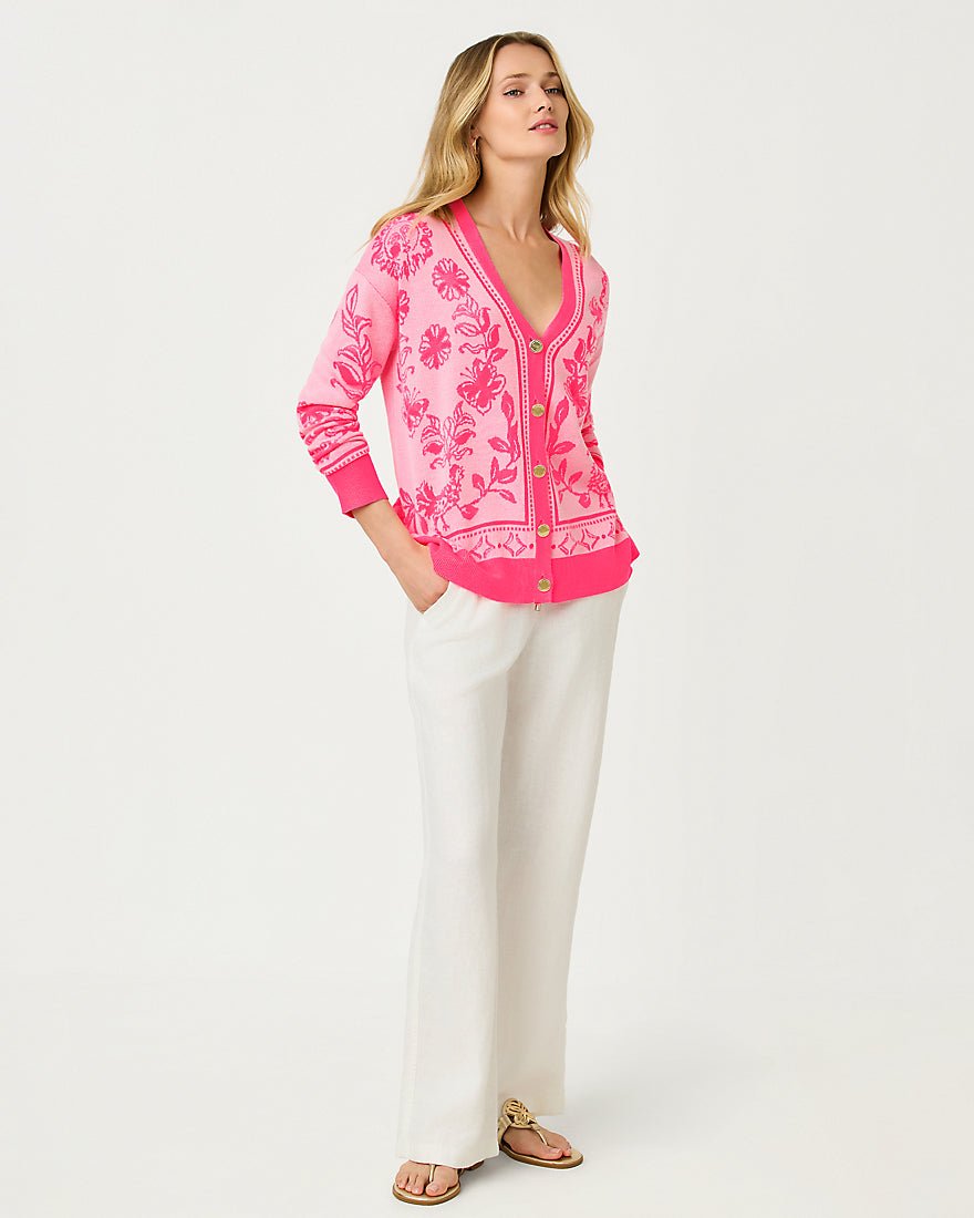 Lilly Pulitzer - Maralisa Cardigan - Conch Shell Pink Follow The Sun Jacquard