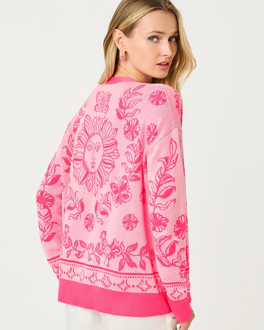 Lilly Pulitzer - Maralisa Cardigan - Conch Shell Pink Follow The Sun Jacquard
