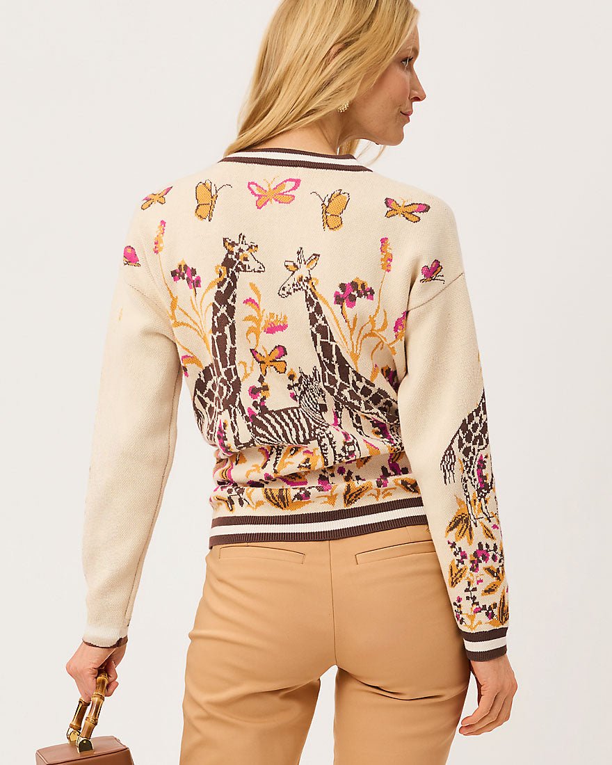 Lilly Pulitzer - Maralisa Cardigan - Rutabaga Sketching On Safari Jacquard