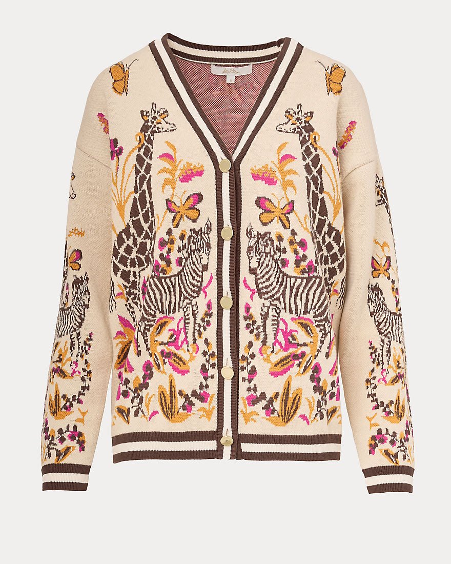 Lilly Pulitzer - Maralisa Cardigan - Rutabaga Sketching On Safari Jacquard