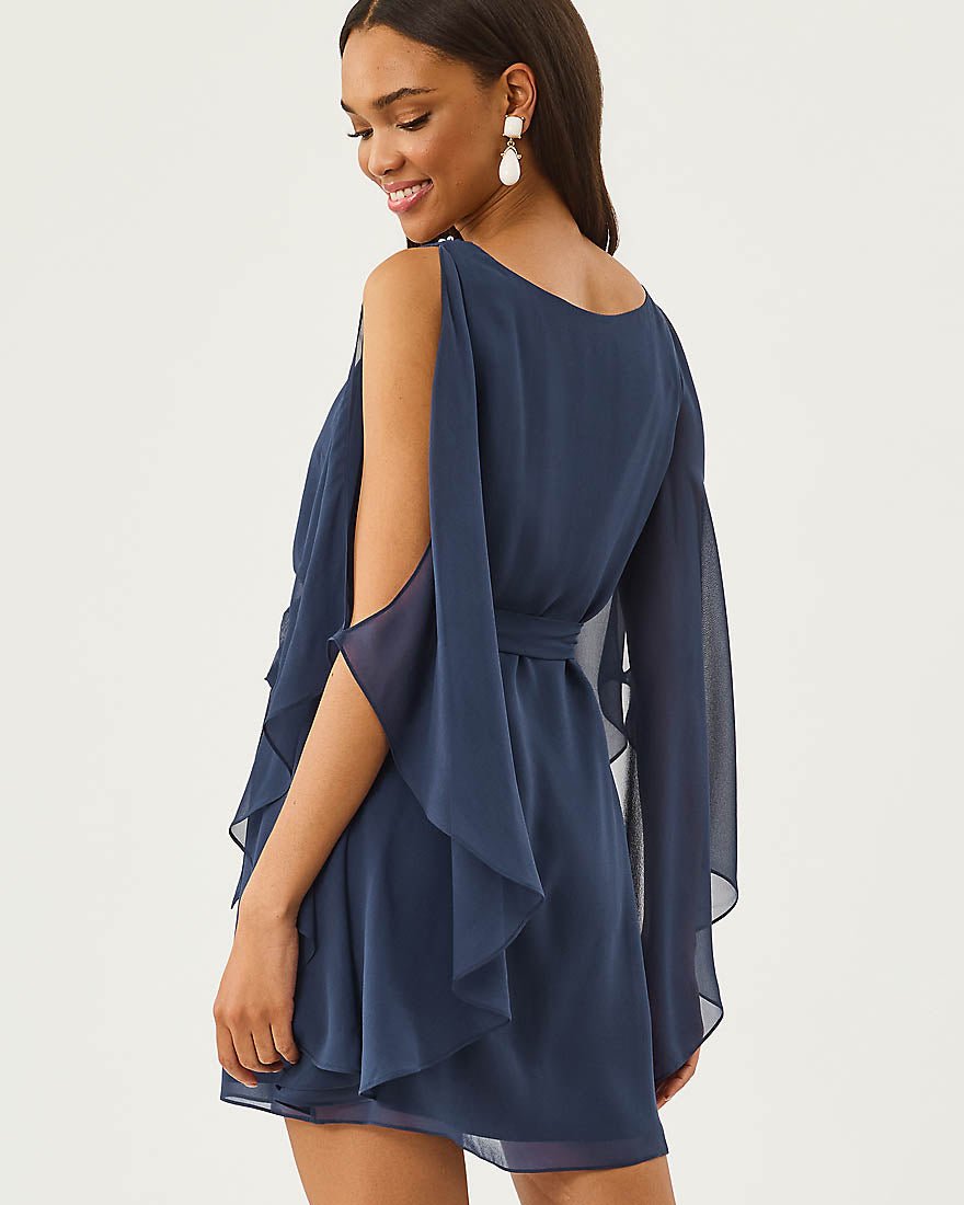 Lilly Pulitzer - Marguerite Silk Caftan Dress - Low Tide Navy