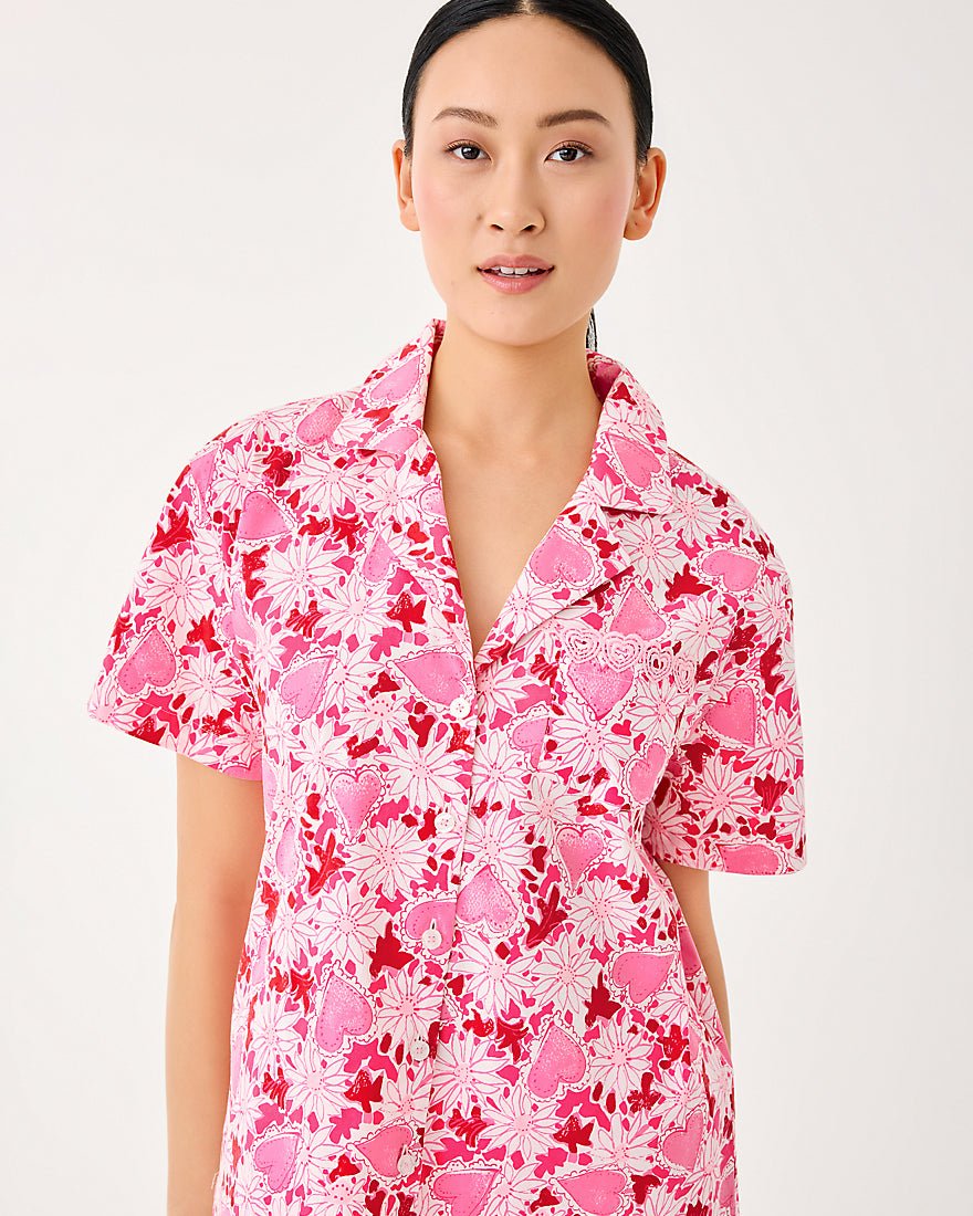 Lilly Pulitzer - Mari Pj Button Up Top - Coconut Dear Heart