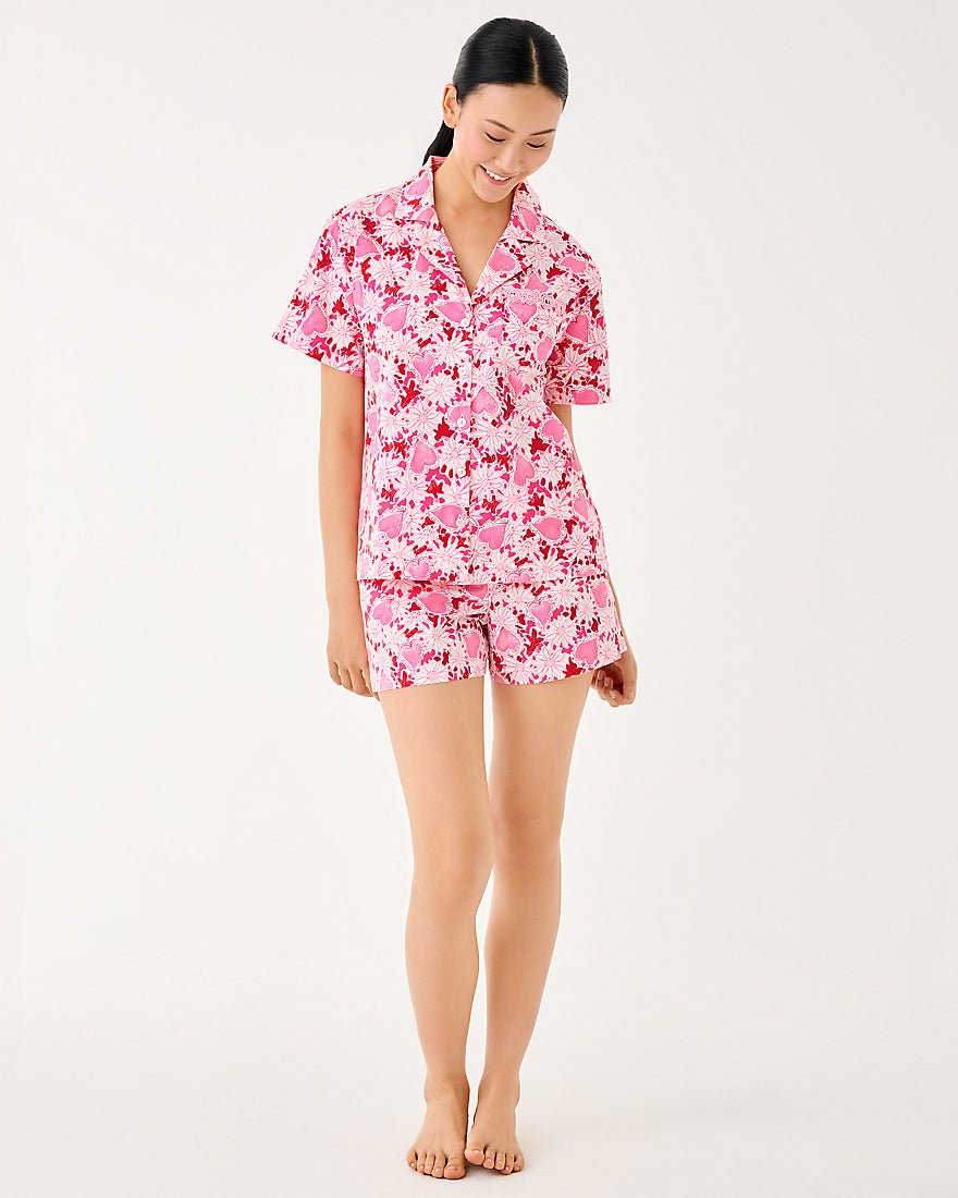 Lilly Pulitzer - Mari Pj Button Up Top - Coconut Dear Heart