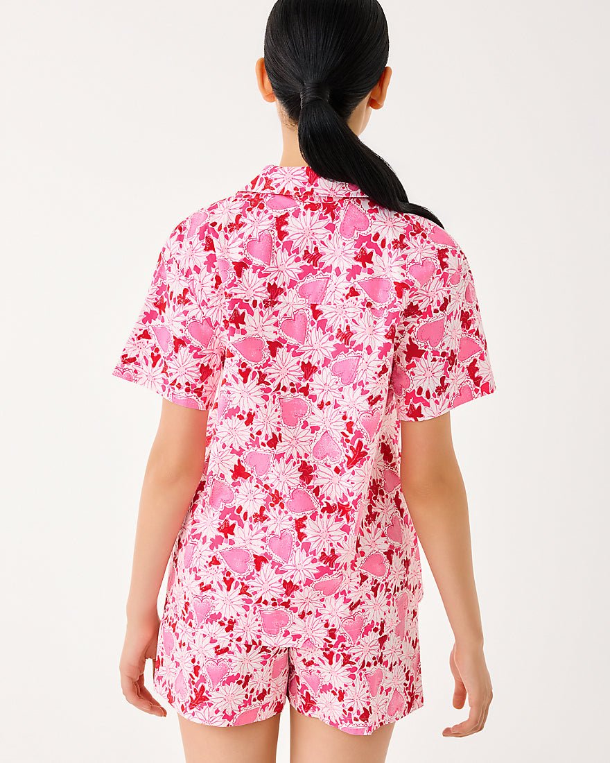 Lilly Pulitzer - Mari Pj Button Up Top - Coconut Dear Heart