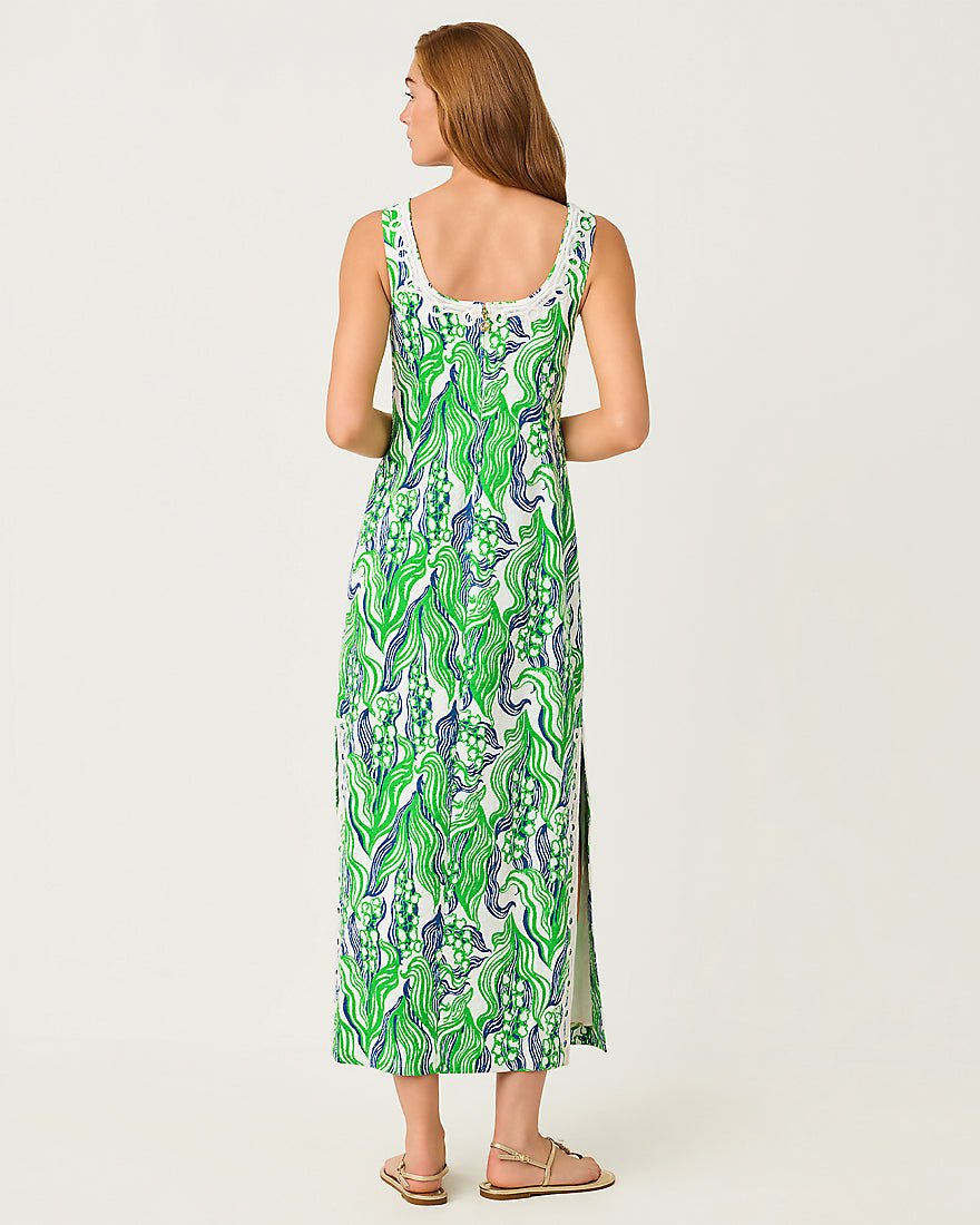 Lilly Pulitzer - Marleigh Stretch Maxi Shift Dress - Putting Green Oversized Lilly Of The Valley