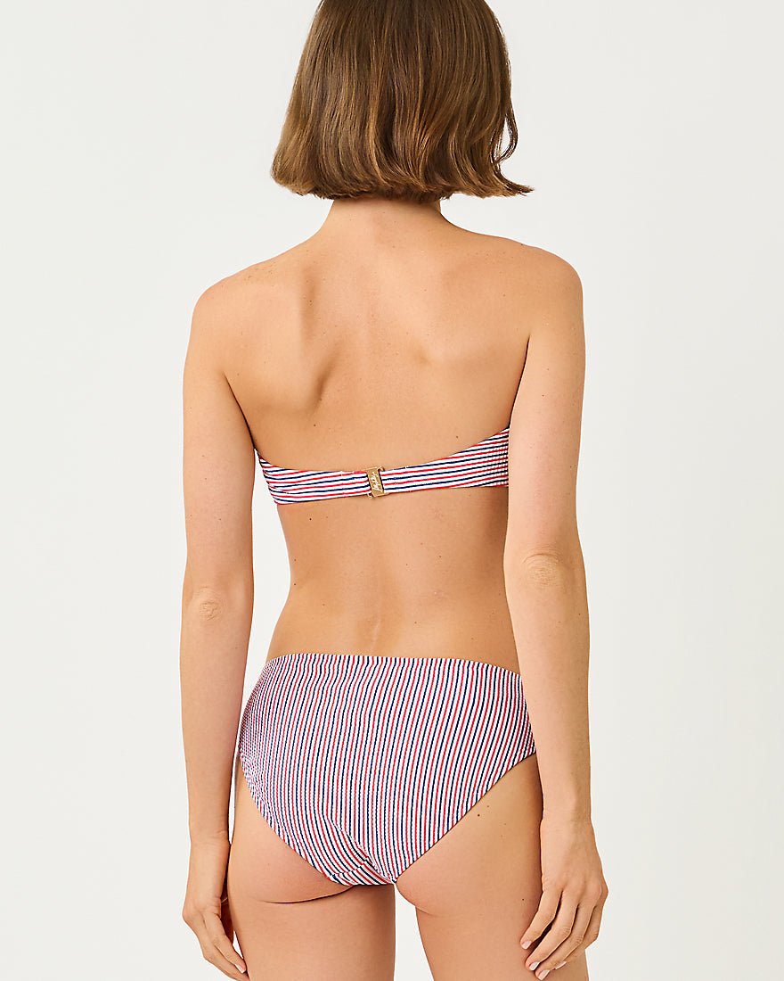 Lilly Pulitzer - Melita Bandeau Bikini Top - Resort White X Paradise Punch X Starlight Navy Seersucker Stripe