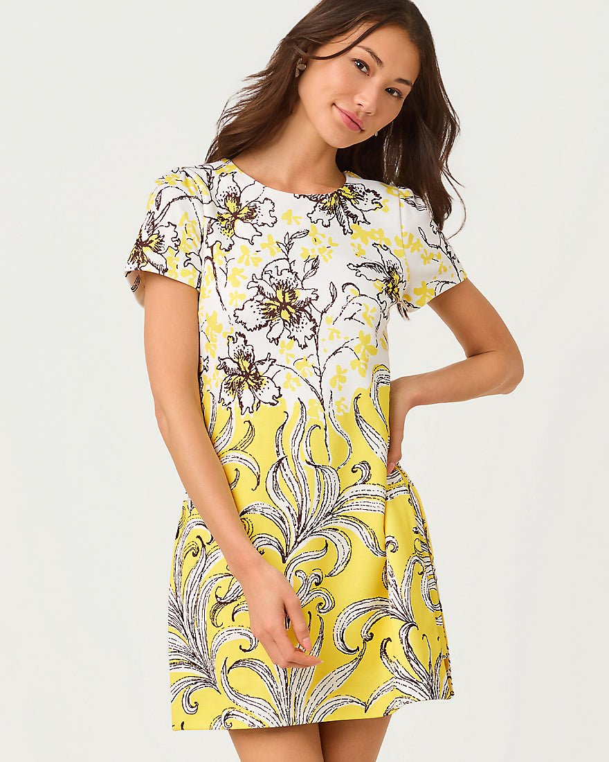 Lilly Pulitzer - Melodie Skirted Romper - Estelle Yellow Bumbley Buzz