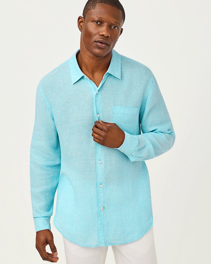 Lilly Pulitzer - Mens Stuff Addison Shirt - Capri Blue X Resort White
