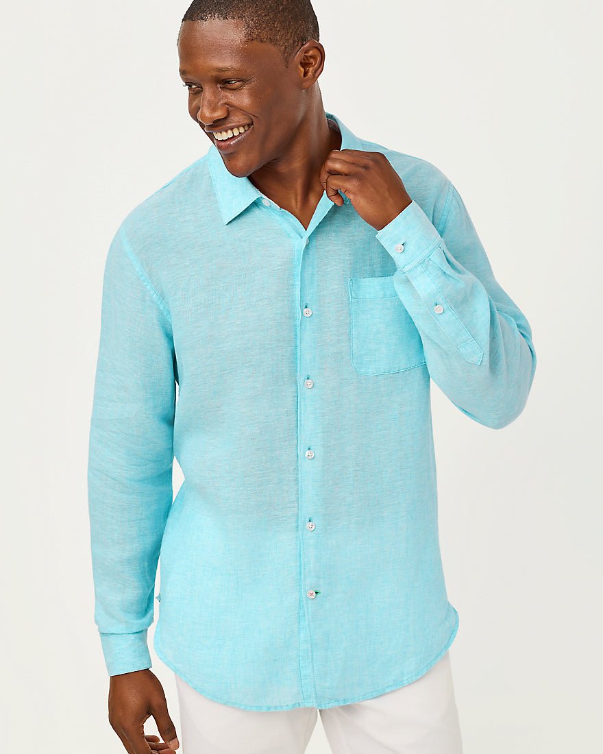 Lilly Pulitzer - Mens Stuff Addison Shirt - Capri Blue X Resort White
