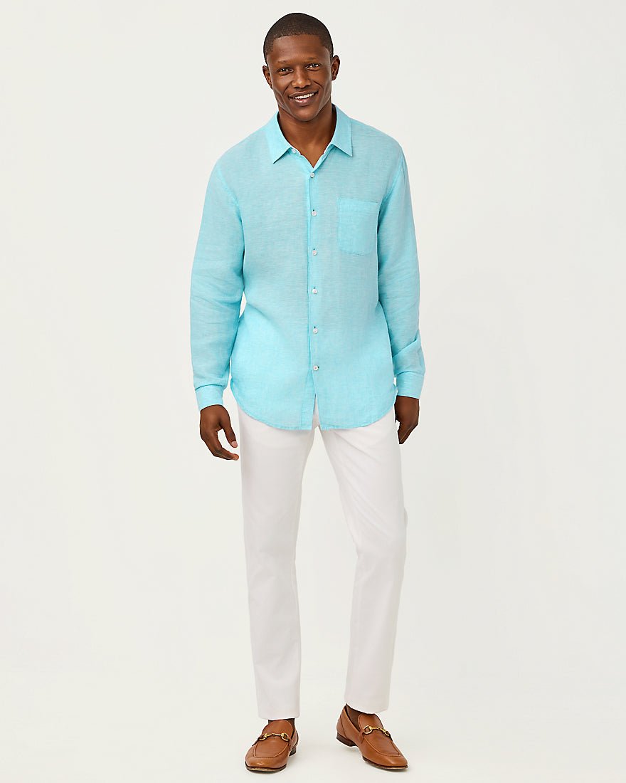 Lilly Pulitzer - Mens Stuff Addison Shirt - Capri Blue X Resort White