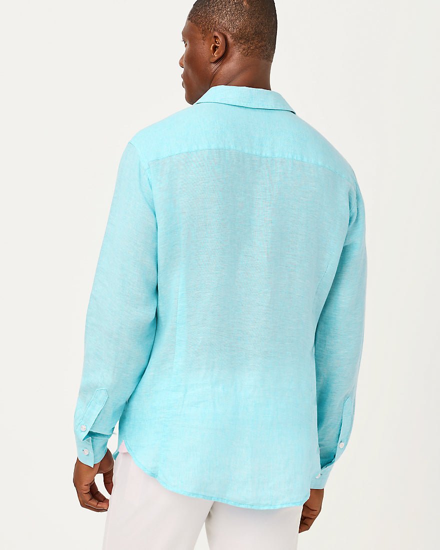 Lilly Pulitzer - Mens Stuff Addison Shirt - Capri Blue X Resort White