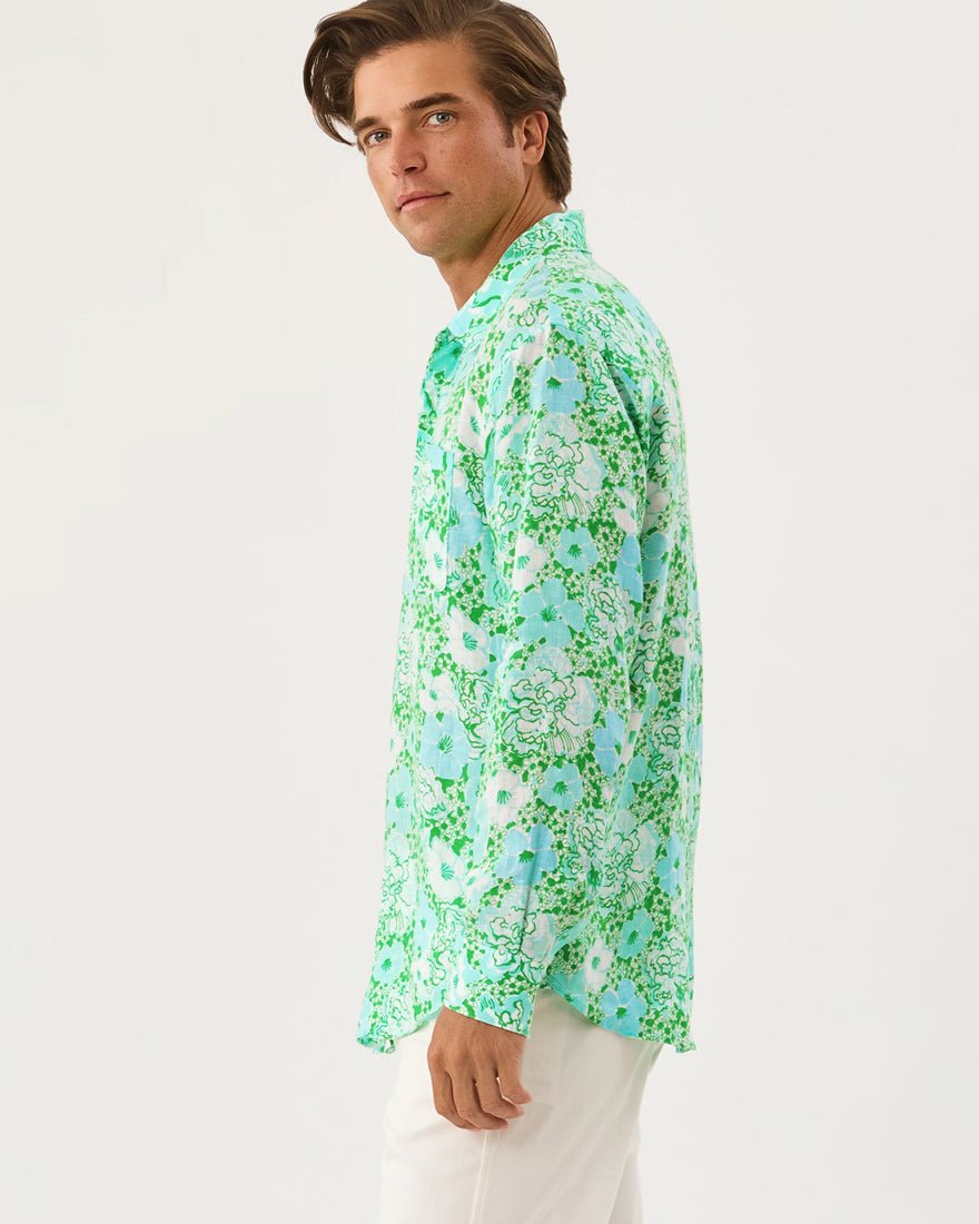 Lilly Pulitzer - Mens Stuff Addison Shirt - Mint Condition Burst Of Joy