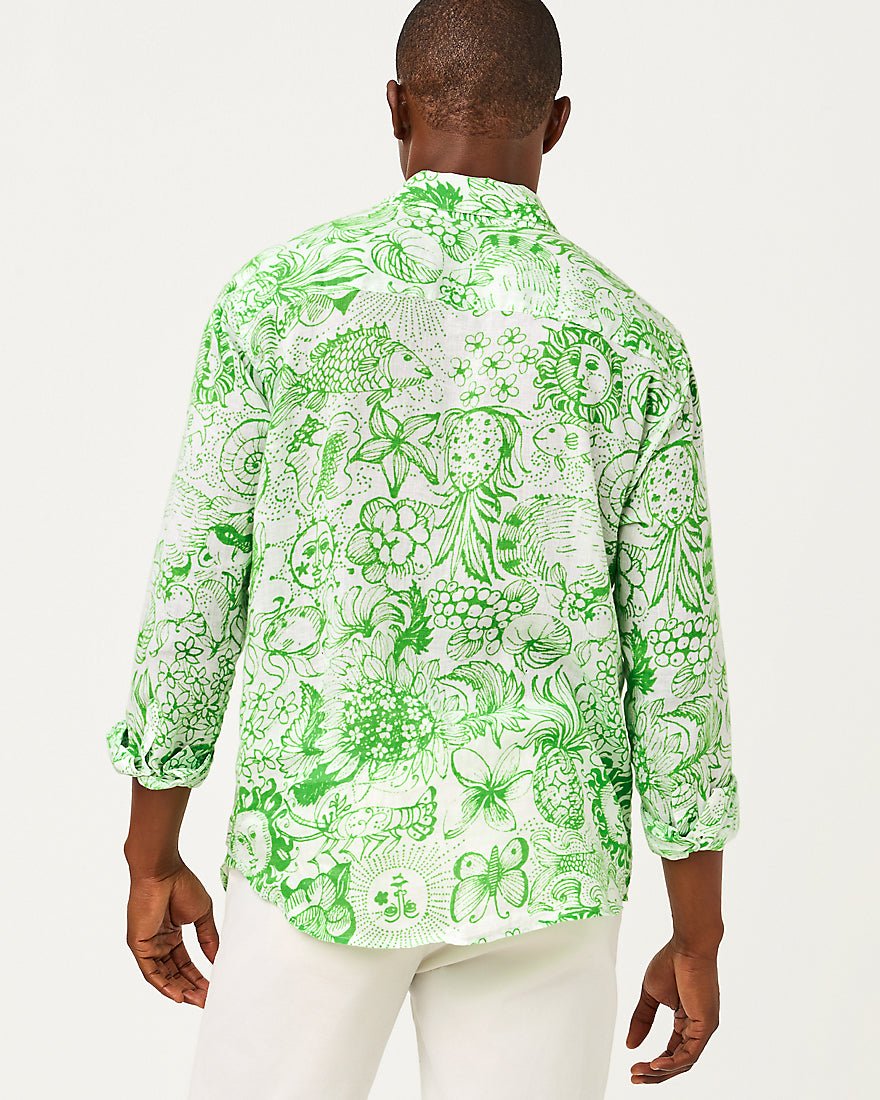 Lilly Pulitzer - Mens Stuff Addison Shirt - Putting Green Lil Fleur De Lilly