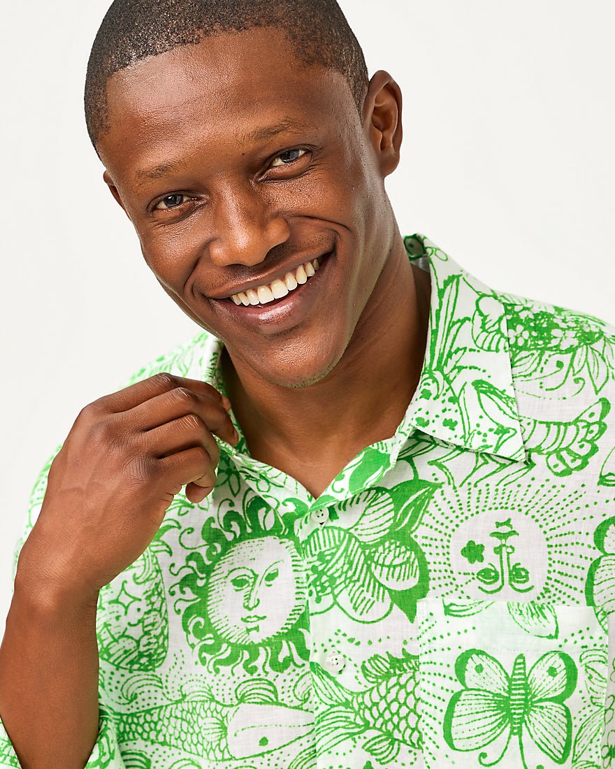 Lilly Pulitzer - Mens Stuff Addison Shirt - Putting Green Lil Fleur De Lilly