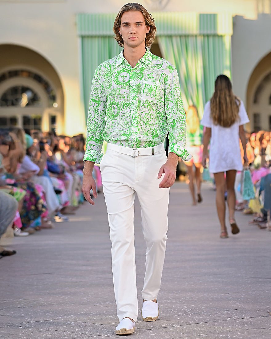 Lilly Pulitzer - Mens Stuff Addison Shirt - Putting Green Lil Fleur De Lilly