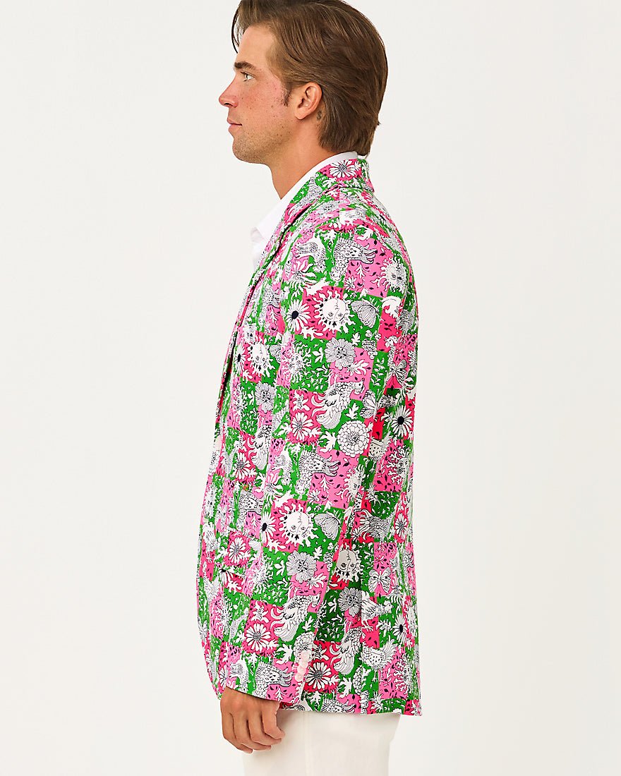 Lilly Pulitzer - Mens Stuff Flagler Blazer - Cherry Blossom Pink Lil Chicken Check
