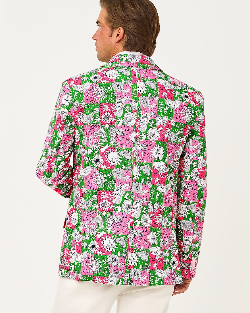 Lilly Pulitzer - Mens Stuff Flagler Blazer - Cherry Blossom Pink Lil Chicken Check