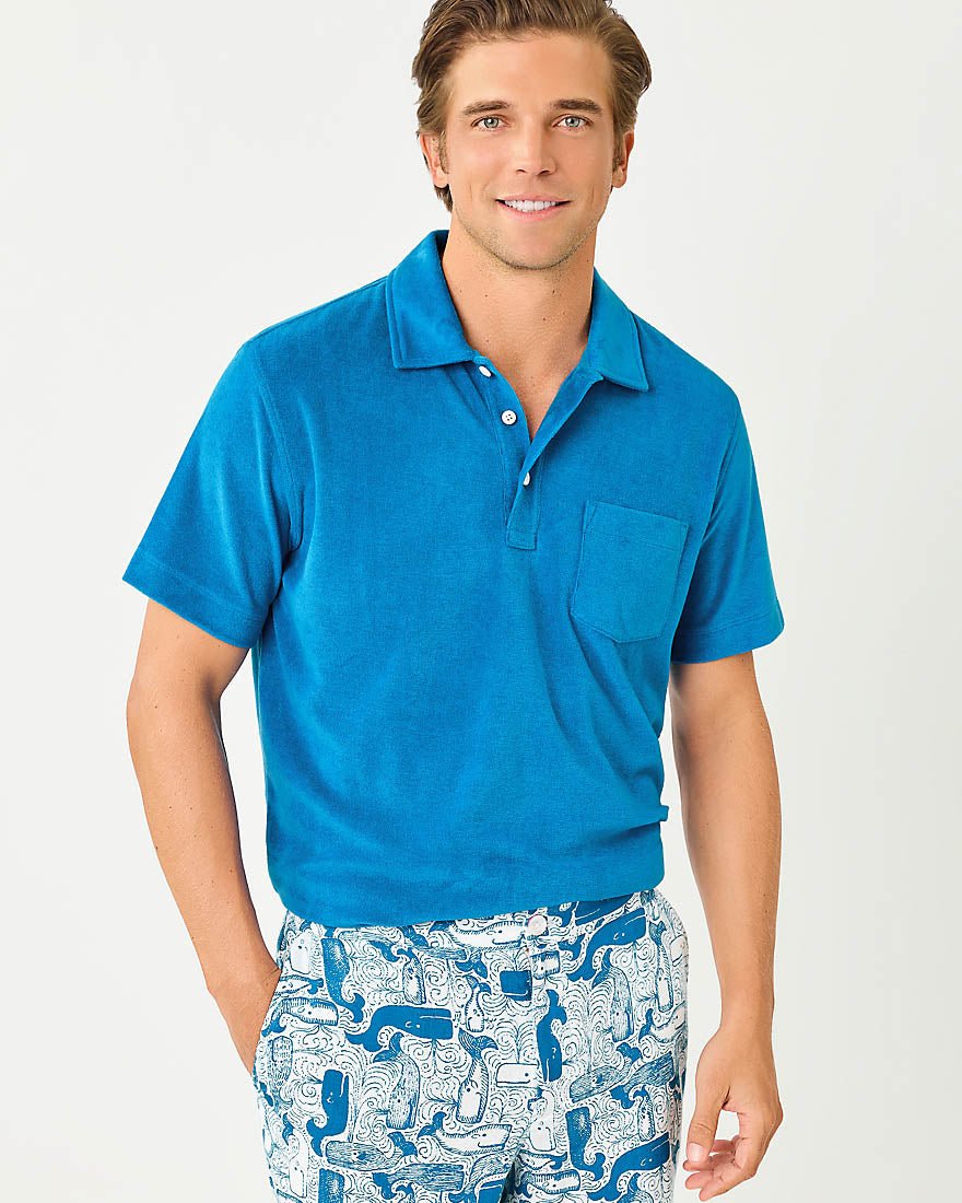 Lilly Pulitzer - Mens Stuff Harbor Polo - Nassau Blue