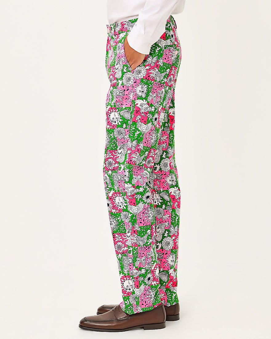 Lilly Pulitzer - Mens Stuff Mizner Stretch Pant - Cherry Blossom Pink Lil Chicken Check