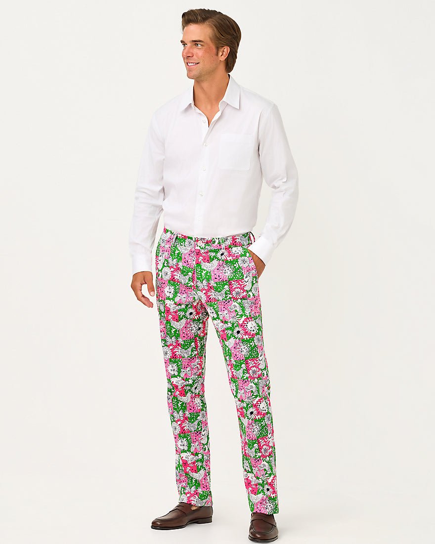 Lilly Pulitzer - Mens Stuff Mizner Stretch Pant - Cherry Blossom Pink Lil Chicken Check