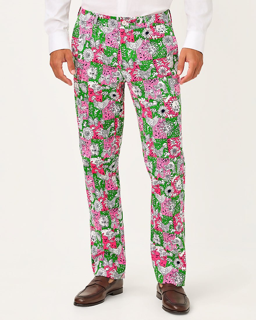 Lilly Pulitzer - Mens Stuff Mizner Stretch Pant - Cherry Blossom Pink Lil Chicken Check