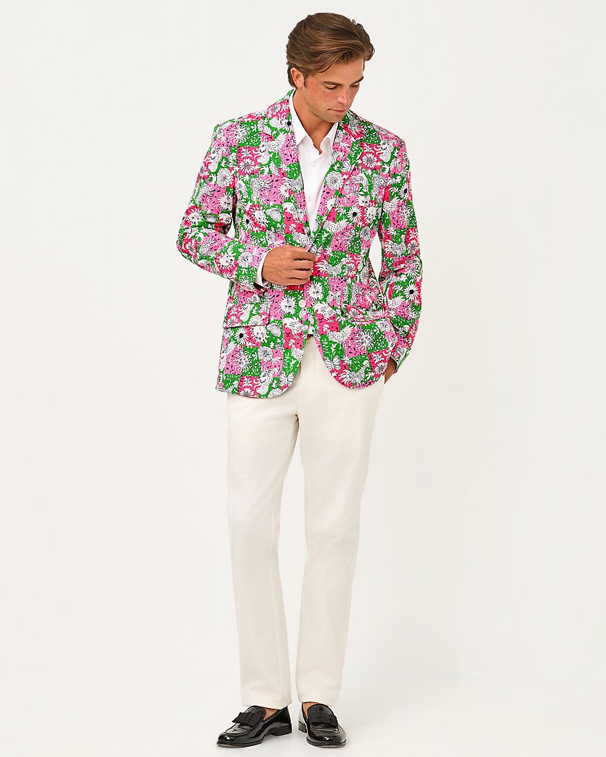 Lilly Pulitzer - Mens Stuff Flagler Blazer - Cherry Blossom Pink Lil Chicken Check